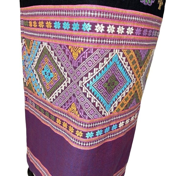 Chalermrak Womens Maxi Skirt Black Size Medium Vintage Custom Made Peacock Lined - Picture 3 of 12